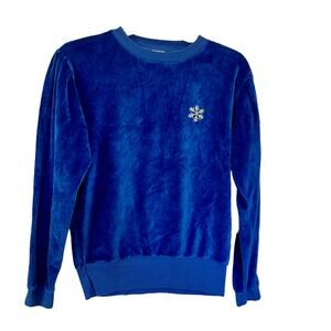 Picnik girls designer blue velour puff sleeve sweatshirt